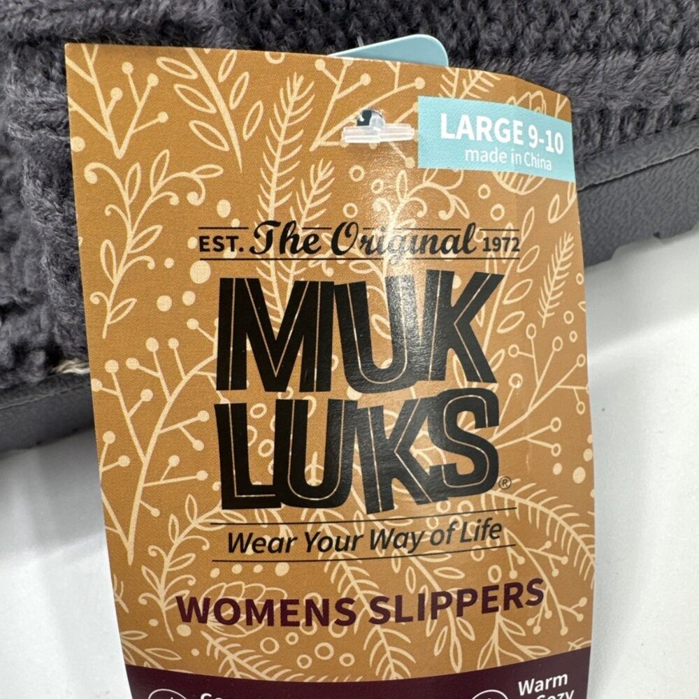 Muk Luks Cozy Slip On Shoes Womens Slippers Large 9-10 Mules Fuzzy Knit NEW - Picture 3 of 10